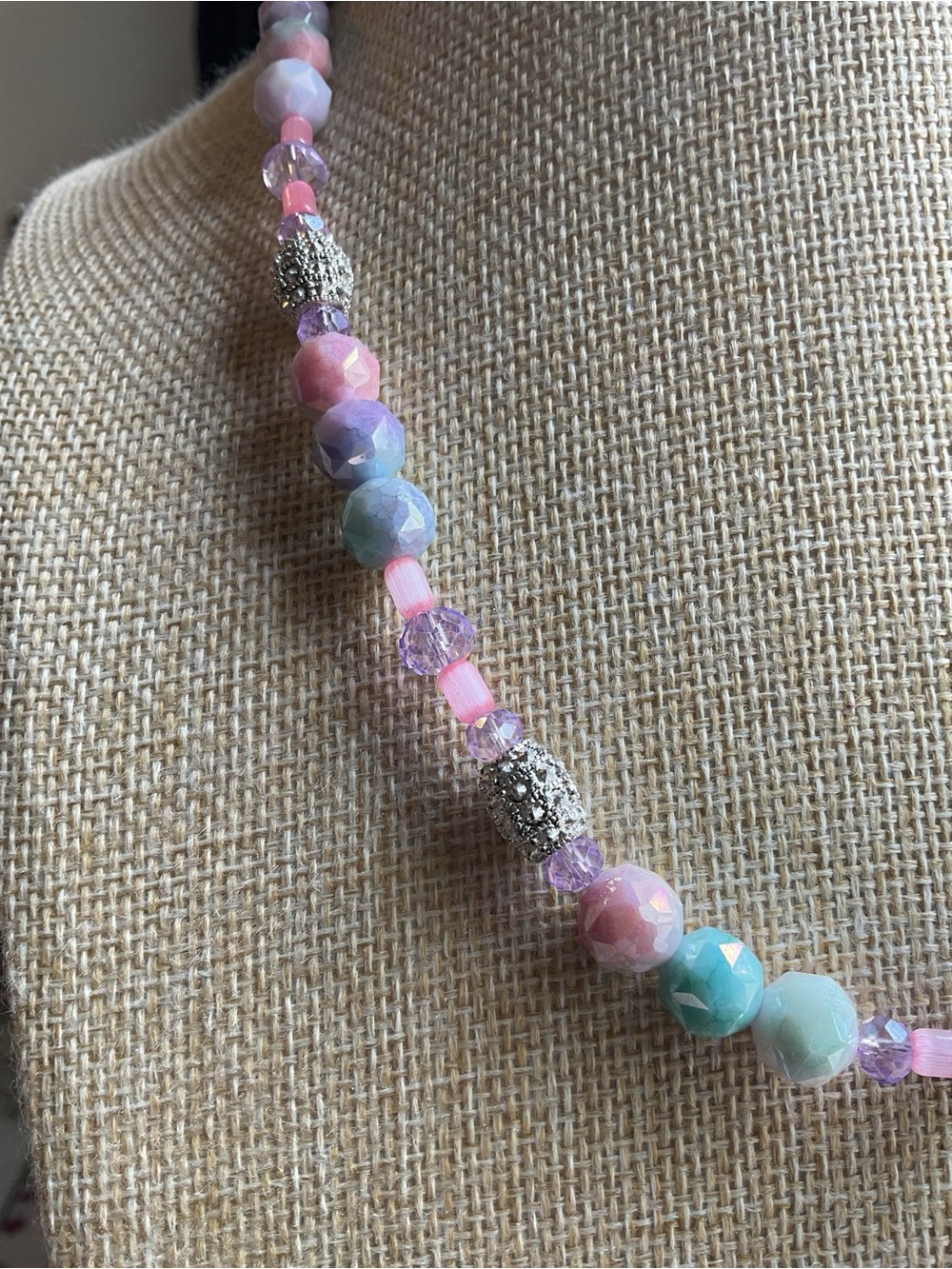 Artisan Made Tie Dye Glass Necklace - Picture 3 of 4